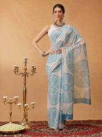 Hiral Fashion Beige Bollywood Mul Cotton Paisely Digital Printed Saree | Grocsy