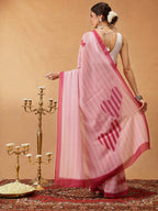 Hiral Fashion Pink Bollywood Mul Cotton Lahariya Digital Printed Saree | Grocsy