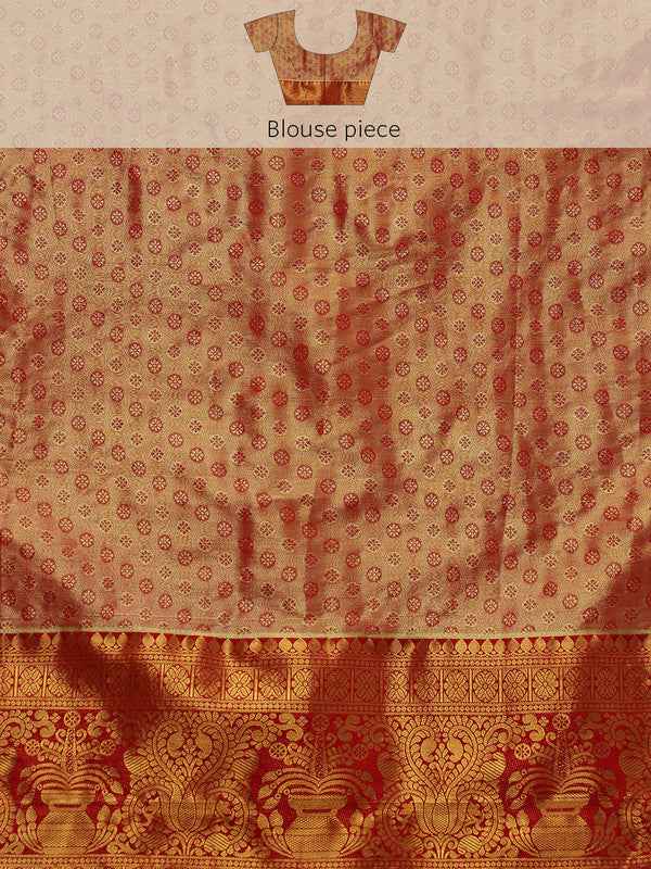 Green Pure Silk Woven Zari Design Floral Saree with Unstitched Blouse - Hiral Fashion | Grocsy