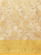 Yellow Tissue Silk Woven Zari Design Floral Saree with Unstitched Blouse - Hiral Fashion | Grocsy
