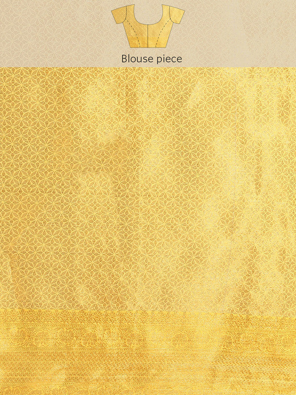 Yellow Tissue Silk Woven Zari Design Floral Saree with Unstitched Blouse - Hiral Fashion | Grocsy