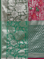 Magenta Brocade Woven Zari Design Floral Saree with Unstitched Blouse - Hiral Fashion | Grocsy
