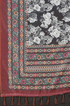 Multicolor Cotton Blend Printed Floral Saree with Unstitched Blouse - Hiral Fashion | Grocsy