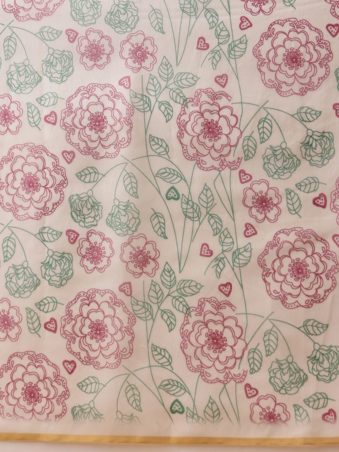 Hiral Fashion Off White Chanderi Cotton Blend Floral Digital Printed Saree | Grocsy