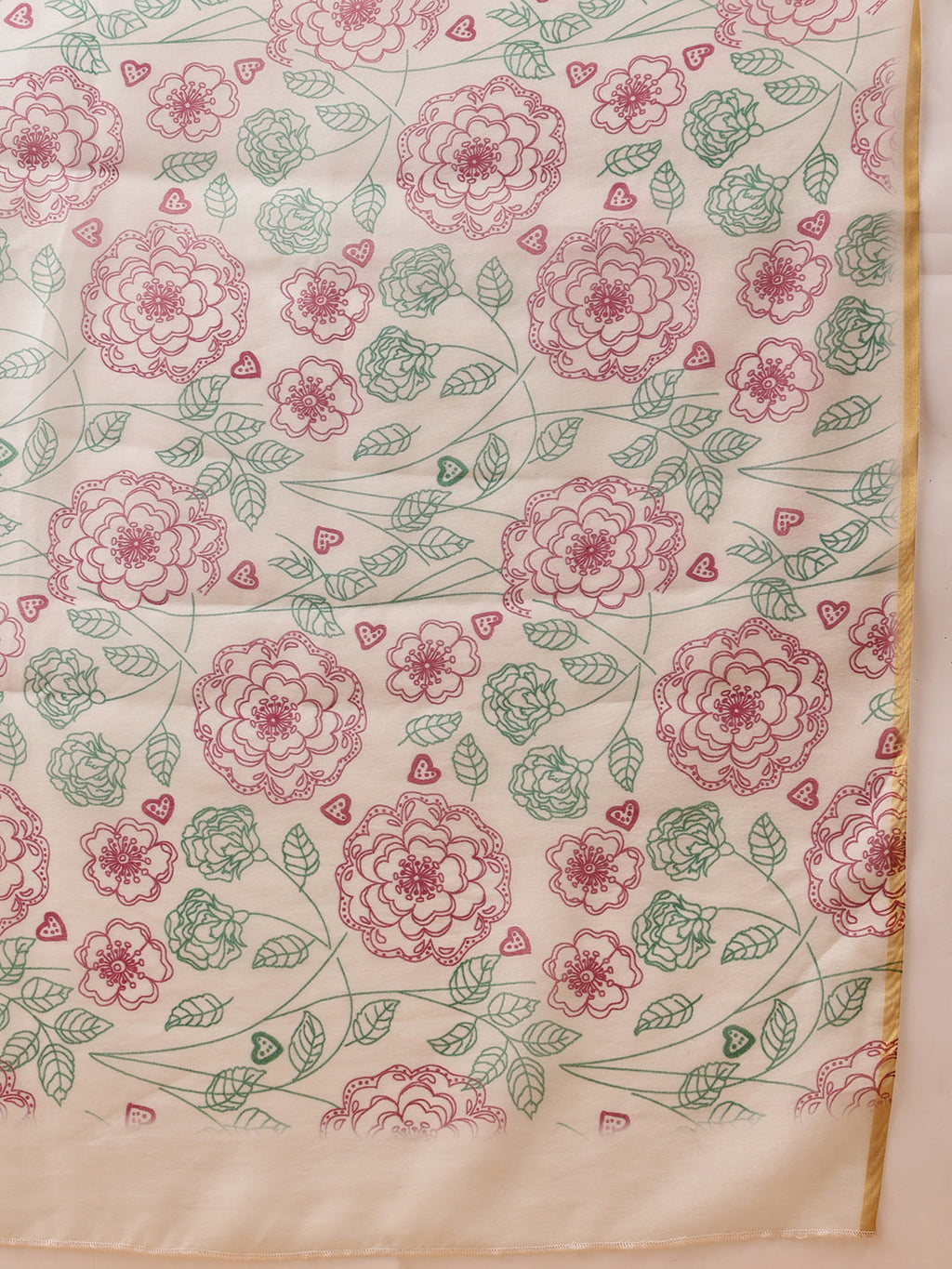 Hiral Fashion Off White Chanderi Cotton Blend Floral Digital Printed Saree | Grocsy