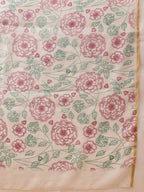 Hiral Fashion Off White Chanderi Cotton Blend Floral Digital Printed Saree | Grocsy