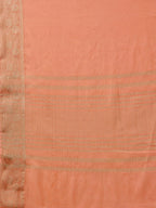 Peach Pure Viscose Chinon Zari Woven Solid Saree with Unstitched Blouse - Hiral Fashion | Grocsy