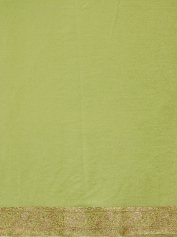 Green Pure Viscose Chinon Zari Woven Solid Saree with Unstitched Blouse - Hiral Fashion | Grocsy