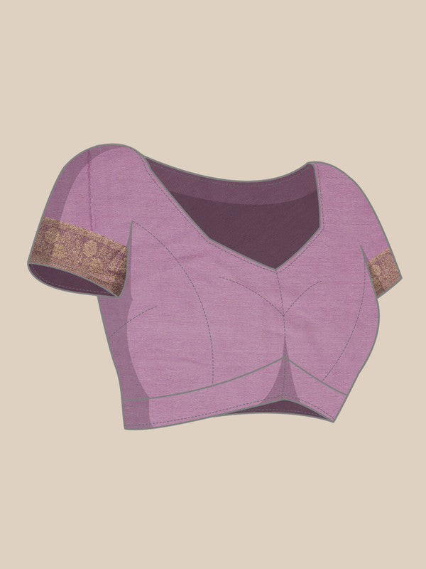Purple Pure Viscose Chinon Zari Woven Solid Saree with Unstitched Blouse - Hiral Fashion | Grocsy