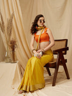 Yellow Pure Viscose Chinon Zari Woven Solid Saree with Unstitched Blouse - Hiral Fashion | Grocsy