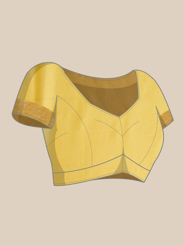 Yellow Pure Viscose Chinon Zari Woven Solid Saree with Unstitched Blouse - Hiral Fashion | Grocsy