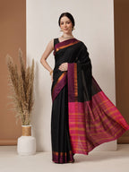 Hiral Fashion Black Banarasi Art Silk Solid Saree | Grocsy