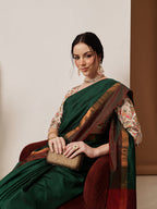 Hiral Fashion Green Banarasi Art Silk Solid Saree | Grocsy