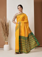 Hiral Fashion Mustard Banarasi Art Silk Solid Saree | Grocsy