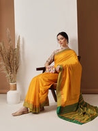 Hiral Fashion Mustard Banarasi Art Silk Solid Saree | Grocsy