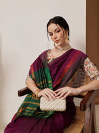 Hiral Fashion Purple Banarasi Art Silk Solid Saree | Grocsy