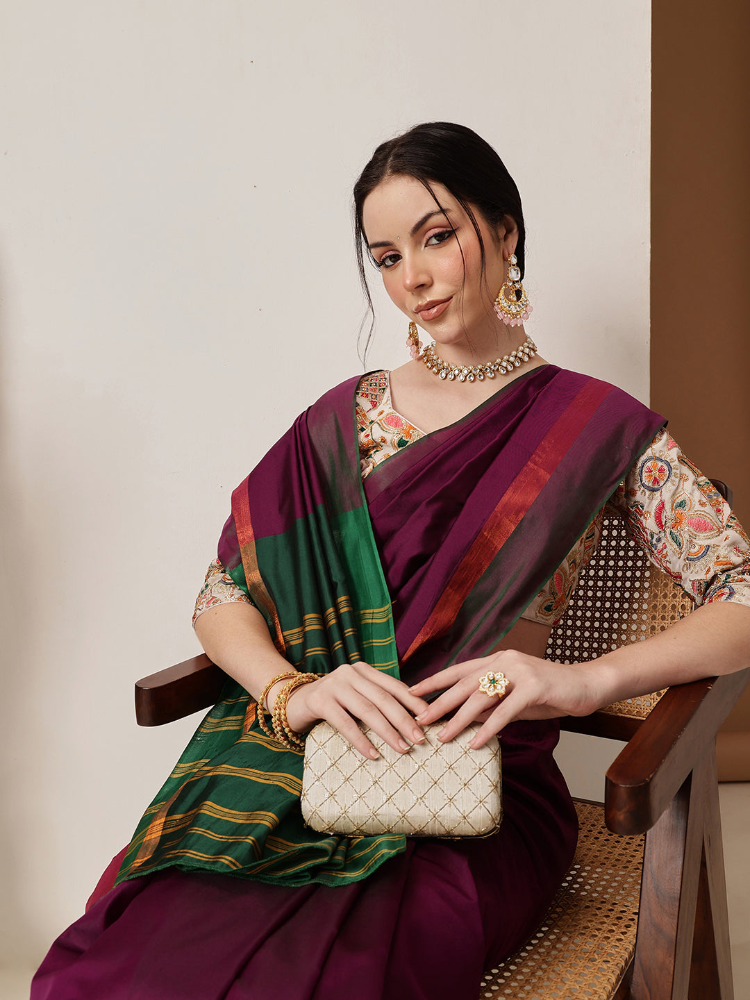 Hiral Fashion Purple Banarasi Art Silk Solid Saree | Grocsy