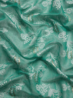 Turquoise Cotton Woven Zari Design Floral Saree with Unstitched Blouse - Hiral Fashion | Grocsy