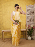 Yellow Cotton Woven Zari Design Floral Saree with Unstitched Blouse - Hiral Fashion | Grocsy