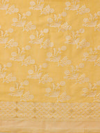 Yellow Cotton Woven Zari Design Floral Saree with Unstitched Blouse - Hiral Fashion | Grocsy