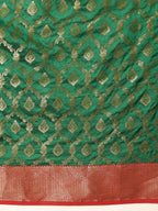Hiral Fashion Green Banarasi Silk Woven Design Saree | Grocsy