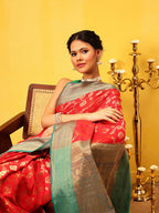 Hiral Fashion Red Banarasi Silk Woven Design Saree | Grocsy