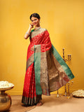 Hiral Fashion Red Banarasi Silk Woven Design Saree | Grocsy
