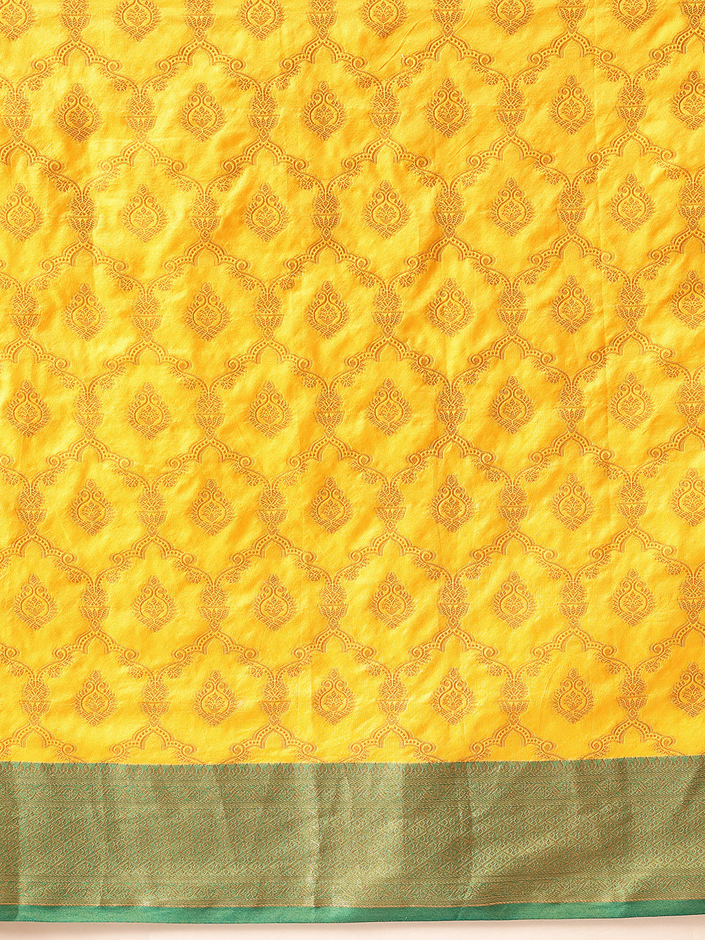 Hiral Fashion Yellow Banarasi Silk Woven Design Saree | Grocsy