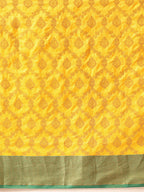 Hiral Fashion Yellow Banarasi Silk Woven Design Saree | Grocsy