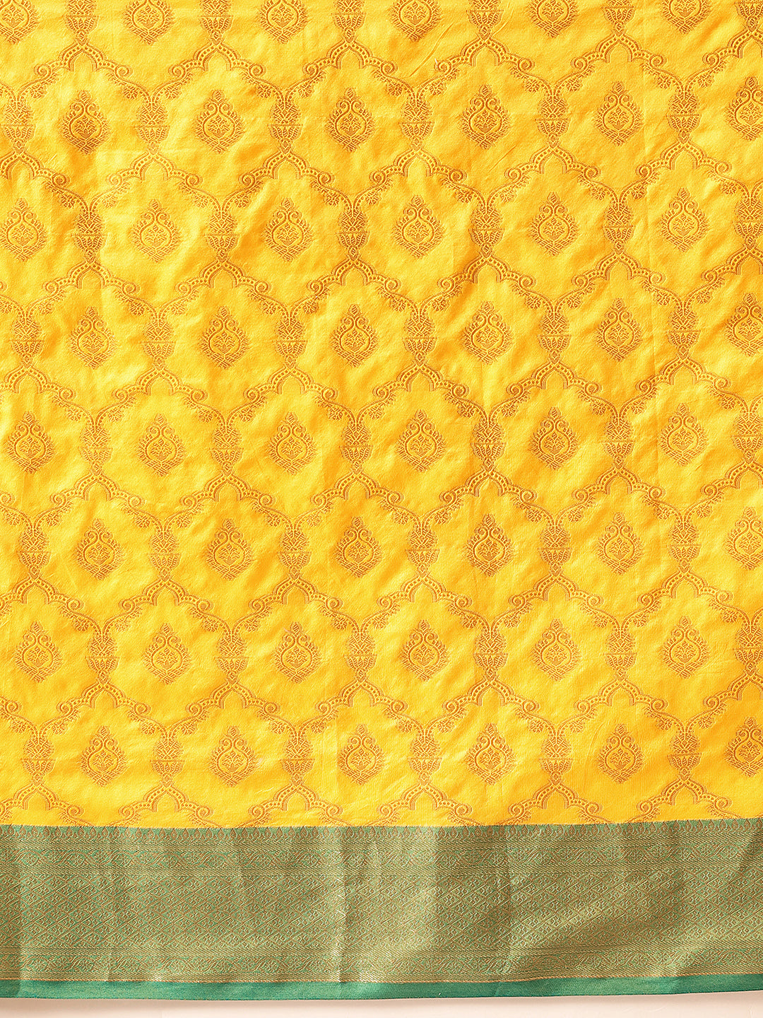 Hiral Fashion Yellow Banarasi Silk Woven Design Saree | Grocsy