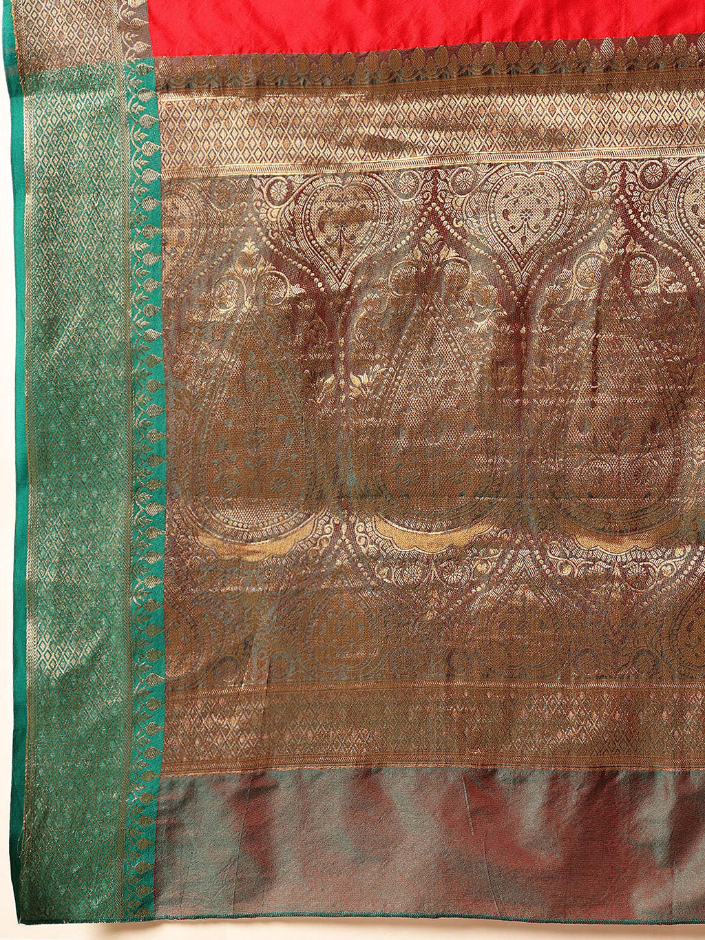 Hiral Fashion Red Banarasi Silk Woven Design Saree | Grocsy