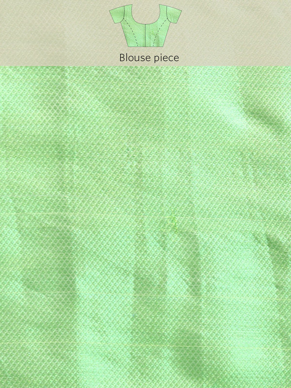 Green Tissue Silk Woven Zari Design Floral Saree with Unstitched Blouse - Hiral Fashion | Grocsy