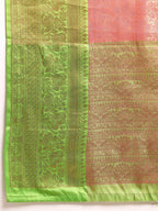 Pink Tissue Silk Woven Zari Design Floral Saree with Unstitched Blouse - Hiral Fashion | Grocsy