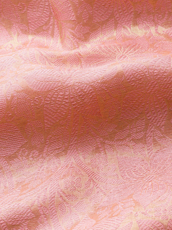 Pink Tissue Silk Woven Zari Design Floral Saree with Unstitched Blouse - Hiral Fashion | Grocsy