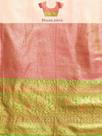 Pink Tissue Silk Woven Zari Design Floral Saree with Unstitched Blouse - Hiral Fashion | Grocsy