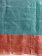Turquoise Tissue Silk Woven Zari Design Floral Saree with Unstitched Blouse - Hiral Fashion | Grocsy