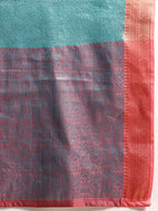 Turquoise Tissue Silk Woven Zari Design Floral Saree with Unstitched Blouse - Hiral Fashion | Grocsy