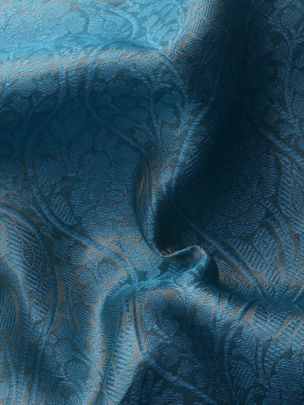 Turquoise Tissue Silk Woven Zari Design Floral Saree with Unstitched Blouse - Hiral Fashion | Grocsy