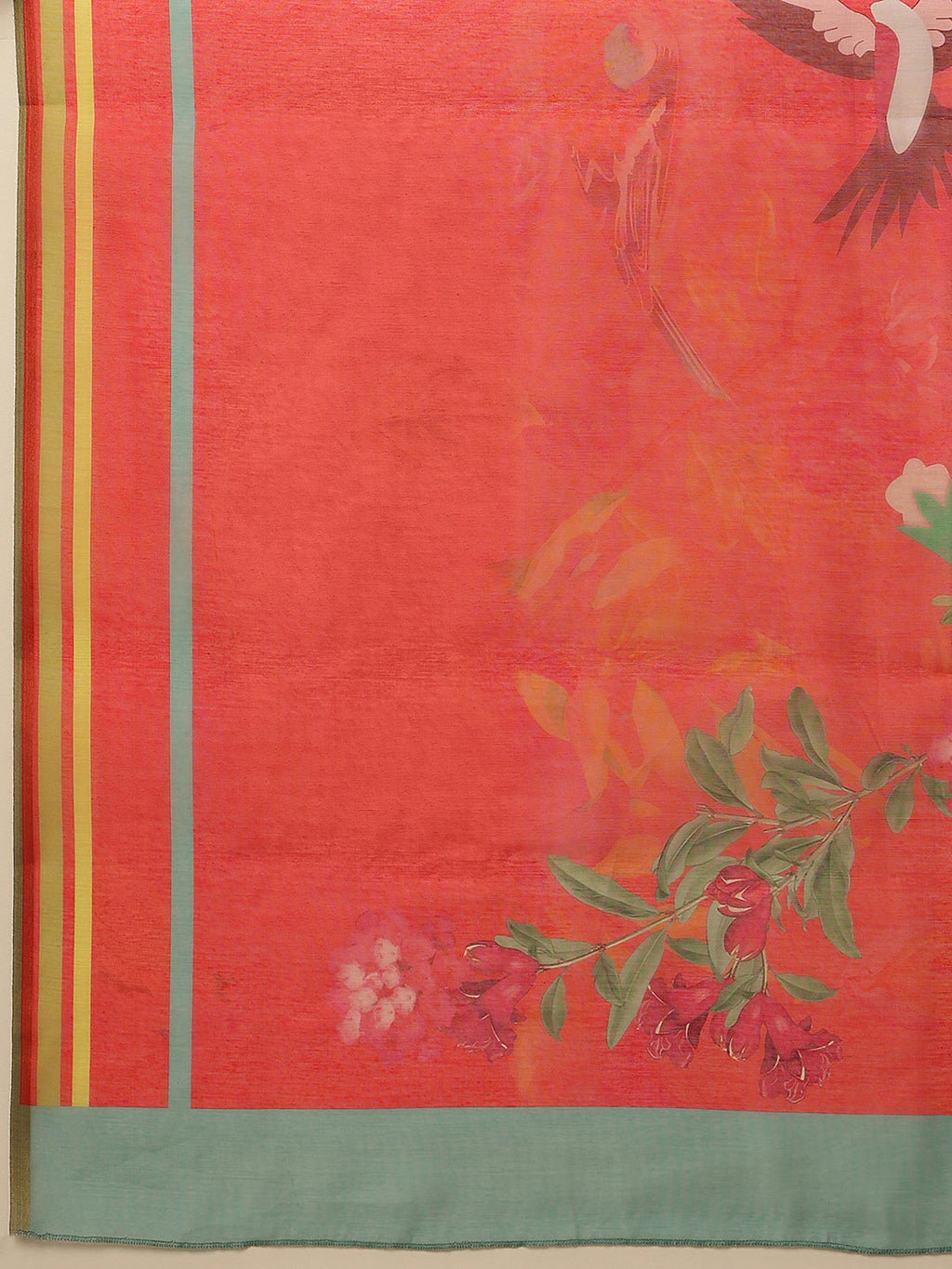 Hiral Fashion Red Chanderi Cotton Blend Fruits Digital Printed Saree | Grocsy