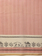Hiral Fashion Maroon Chanderi Cotton Blend Stripes Digital Printed Saree | Grocsy