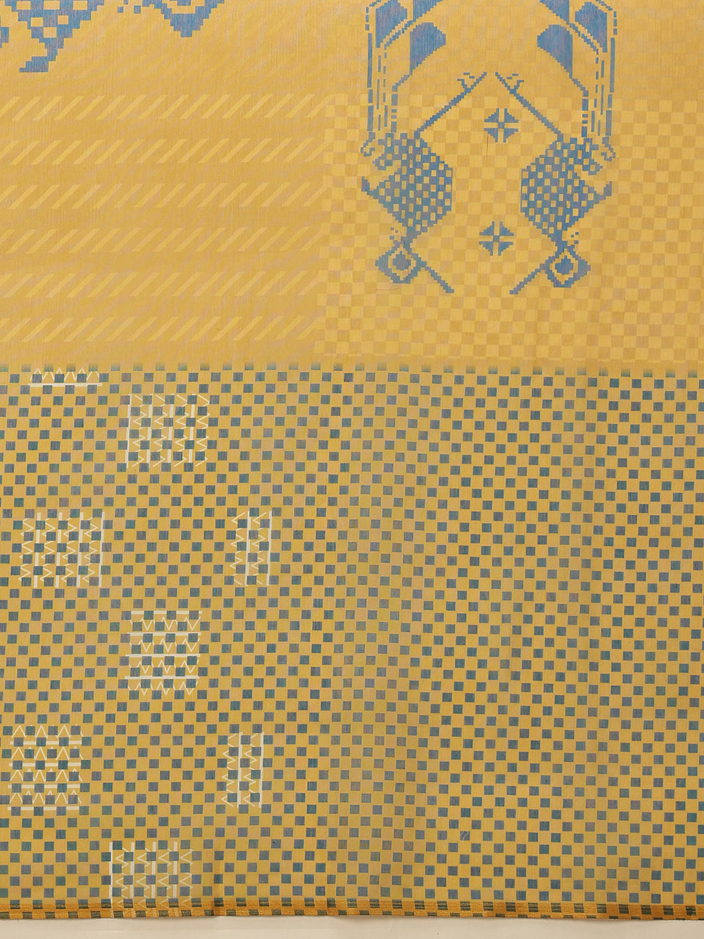 Hiral Fashion Yellow Chanderi Cotton Blend Abstract Digital Printed Saree | Grocsy