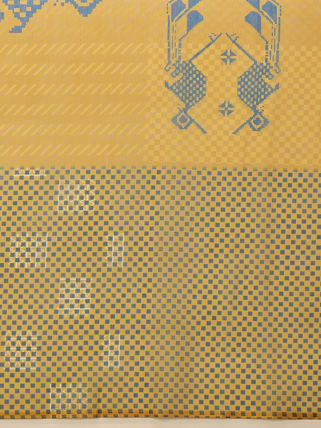 Hiral Fashion Yellow Chanderi Cotton Blend Abstract Digital Printed Saree | Grocsy