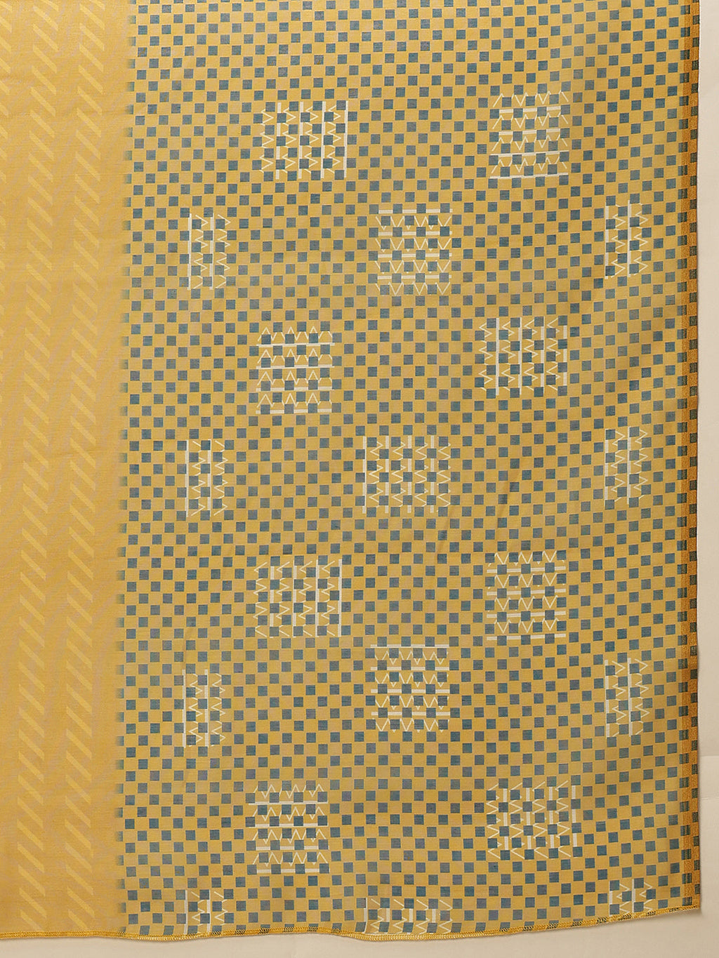 Hiral Fashion Yellow Chanderi Cotton Blend Abstract Digital Printed Saree | Grocsy