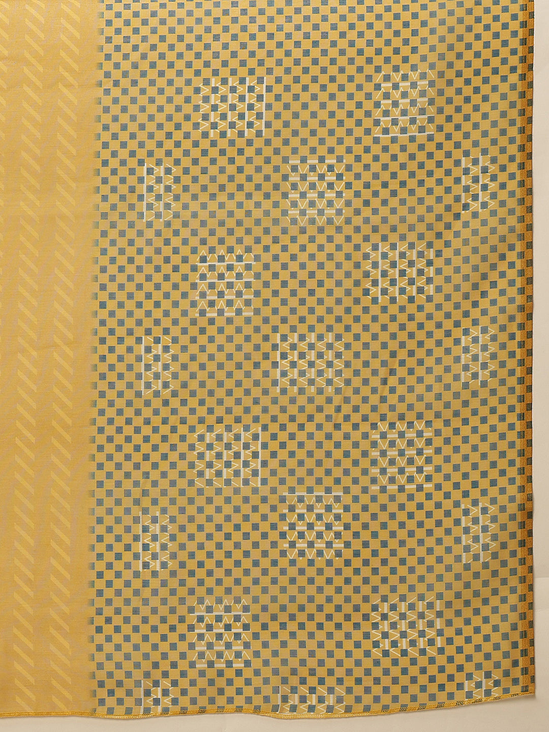 Hiral Fashion Yellow Chanderi Cotton Blend Abstract Digital Printed Saree | Grocsy