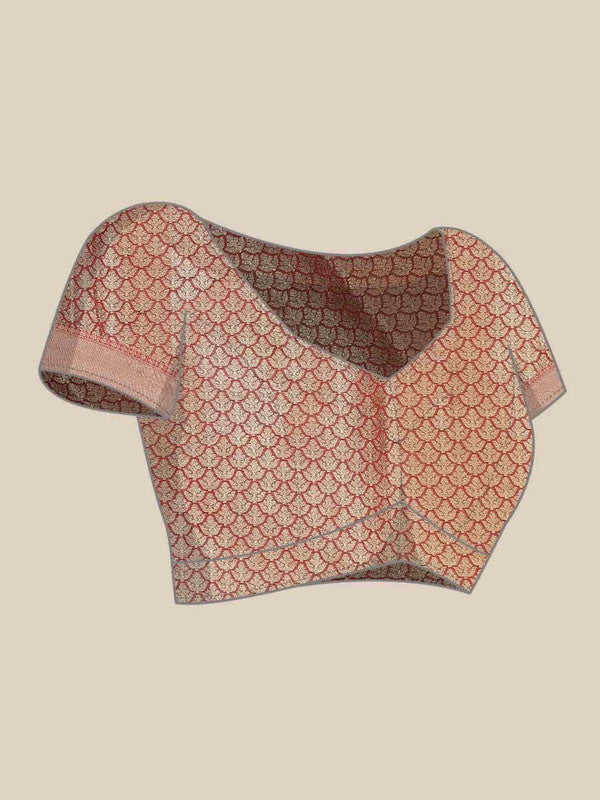 Gray Pure Silk Woven Zari Design Floral Saree with Unstitched Blouse - Hiral Fashion | Grocsy