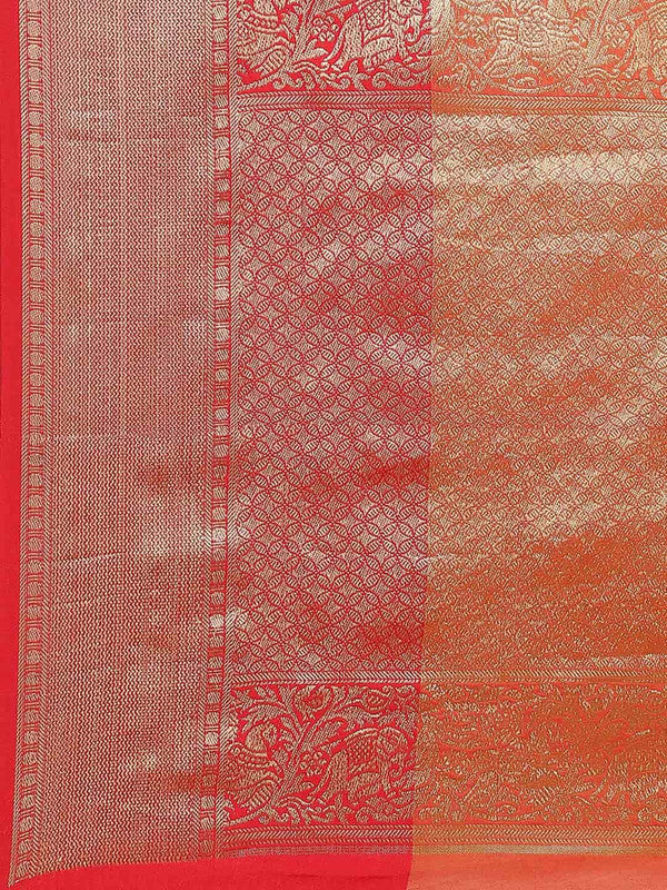 Yellow Pure Silk Woven Zari Design Floral Saree with Unstitched Blouse - Hiral Fashion | Grocsy