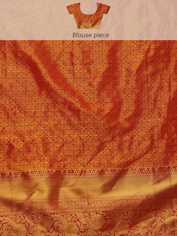 Green Pure Silk Woven Zari Design Geomatric Saree with Unstitched Blouse - Hiral Fashion | Grocsy