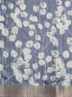 Blue Silk Blend Digital Print Floral Saree with Unstitched Blouse - Hiral Fashion | Grocsy