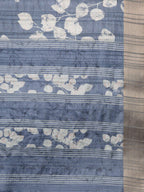 Blue Silk Blend Digital Print Floral Saree with Unstitched Blouse - Hiral Fashion | Grocsy