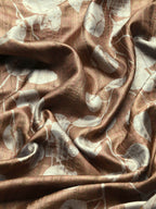 Brown Silk Blend Digital Print Floral Saree with Unstitched Blouse - Hiral Fashion | Grocsy